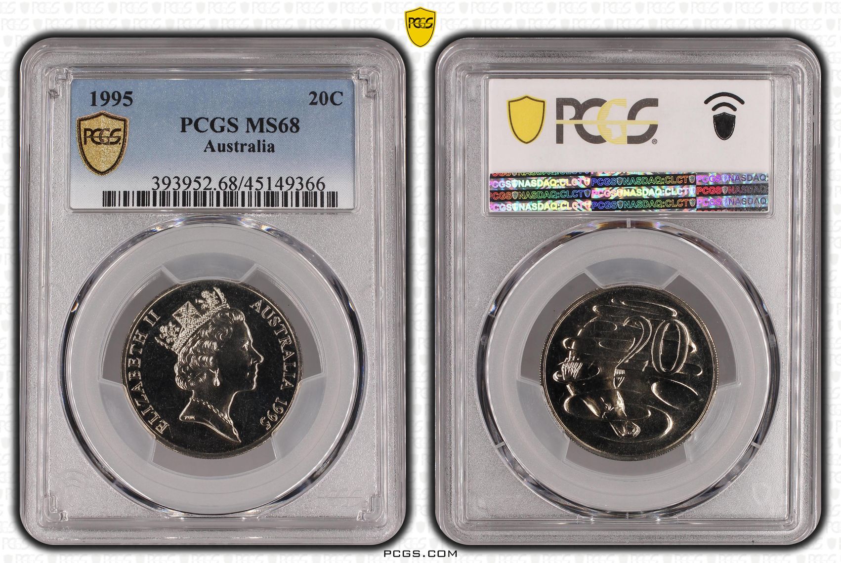 Elizabeth II, Twenty Cent, 1995, PCGS MS 68