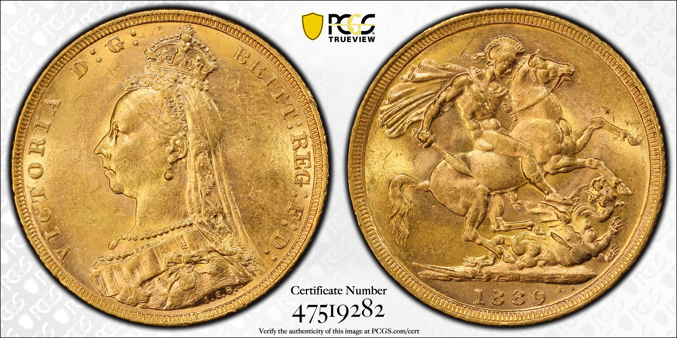 S-3867B DISH M12 2nd Obverse, Sovereign, 1889-M, PCGS AU58