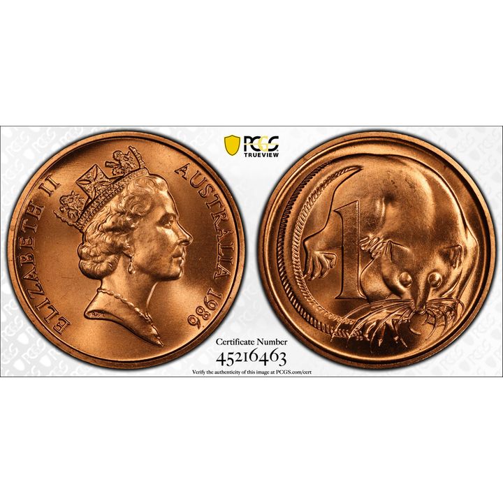 1986 Australia One Cent, 1c KM-78 PCGS - MS67RD -463