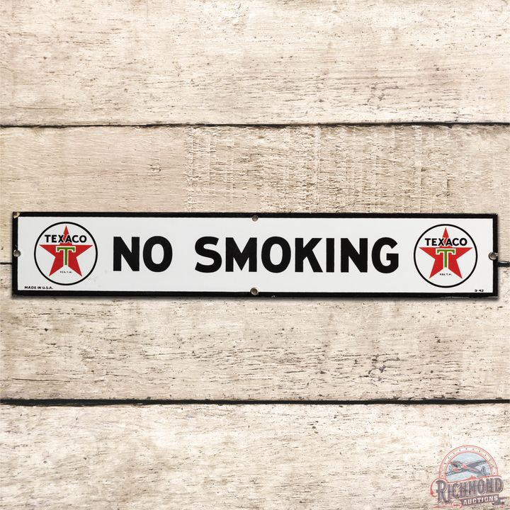 1942 Texaco White T No Smoking SSP Sign - 9