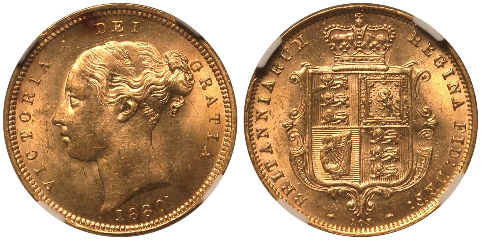 1880 Gold Half-Sovereign Die number Single Finest NGC MS 64