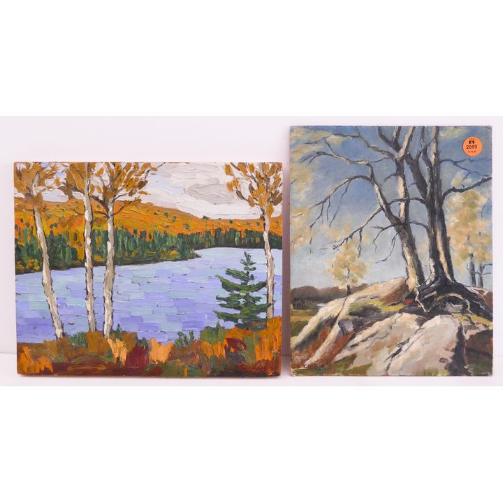 2pc Small Impressionist Landscape Paintings- John Collins & Louise Bennet Clark- 8x10''