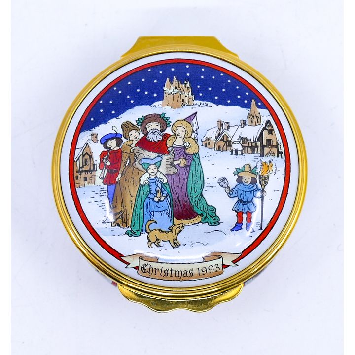Halcyon Days Christmas 1993 Enameled Box 1'' x 2''