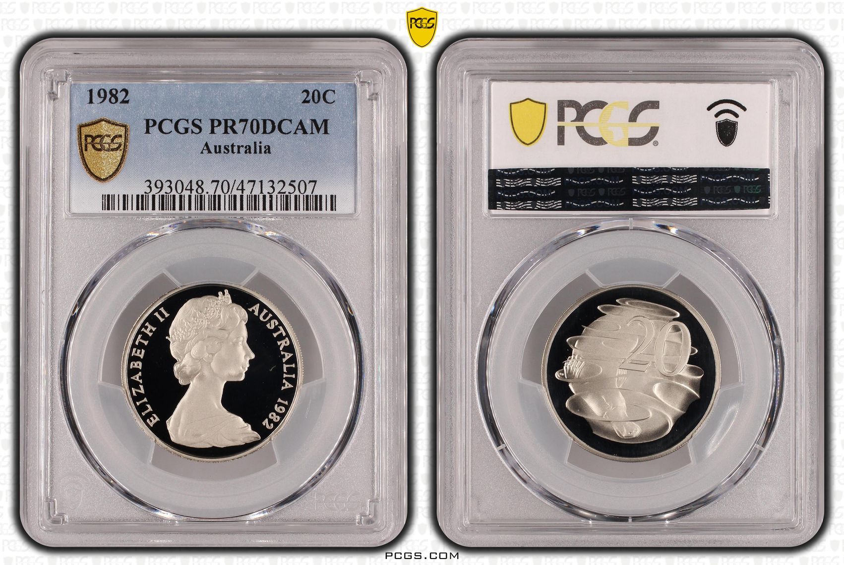 Elizabeth II, Pop 16/0, Twenty Cent, 1982, PCGS PR70DCAM