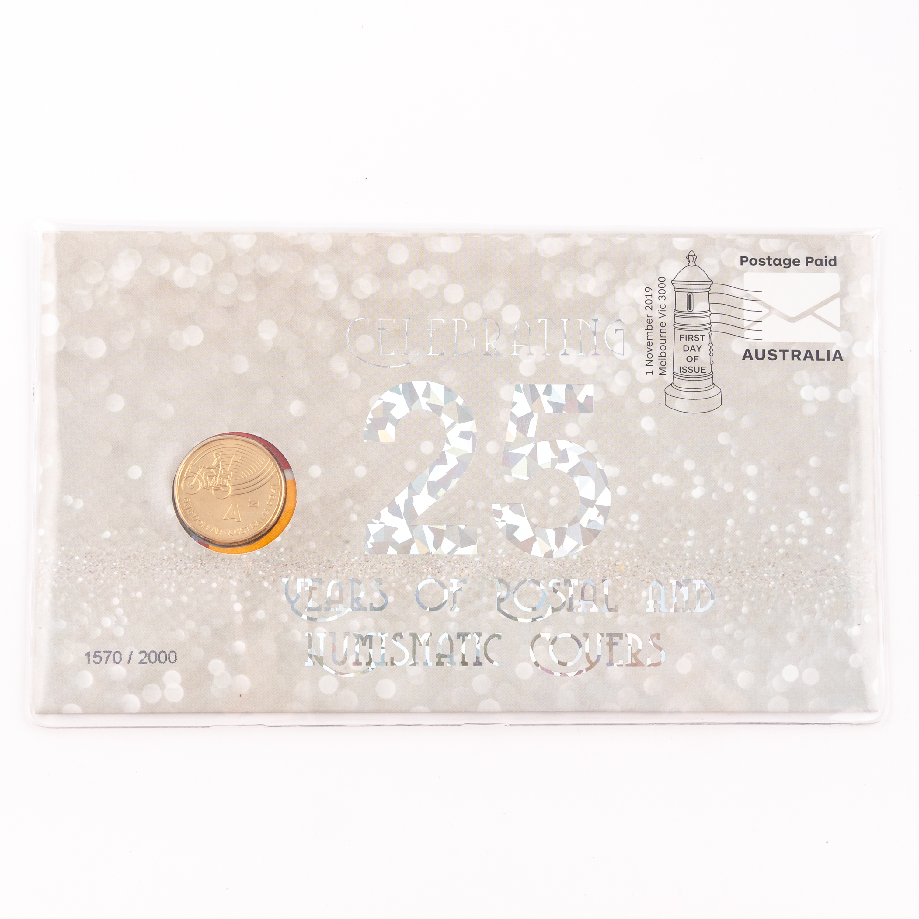 48 · Elizabeth II, 25 Years Of Australia Post PNC, One Dollar, 2019,  UNC