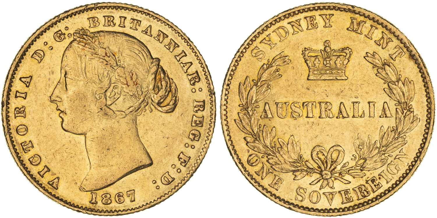 Victoria, Sydney Mint Reverse - Type II, Sovereign, 1867, aVF