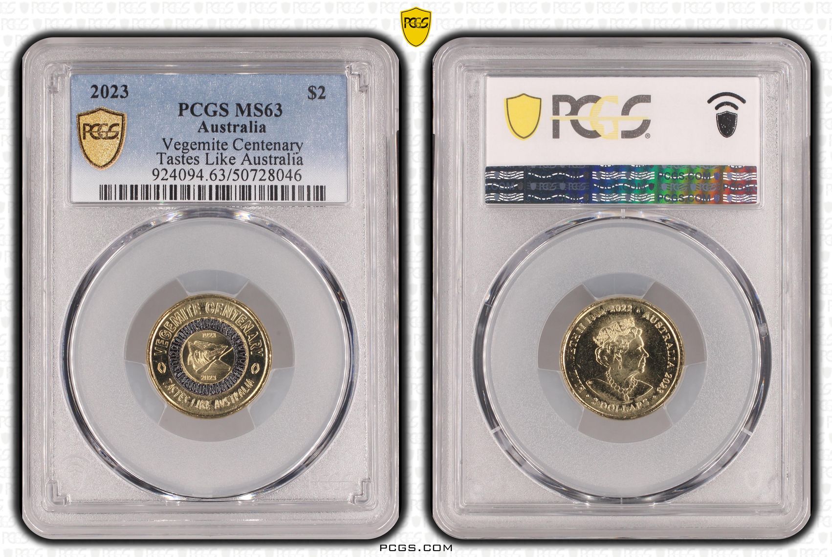 Vegemite Centenary Colorized Tastes Like Australia , Two Dollar, 2023, PCGS MS63