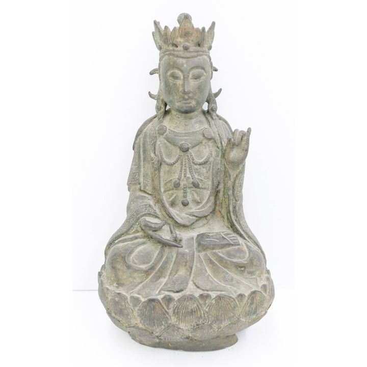Chinese Ming Bronze Seated Guanyin