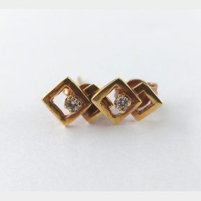 18ct Yellow Gold Earrings With 2 Round Diamonds - 51533/163