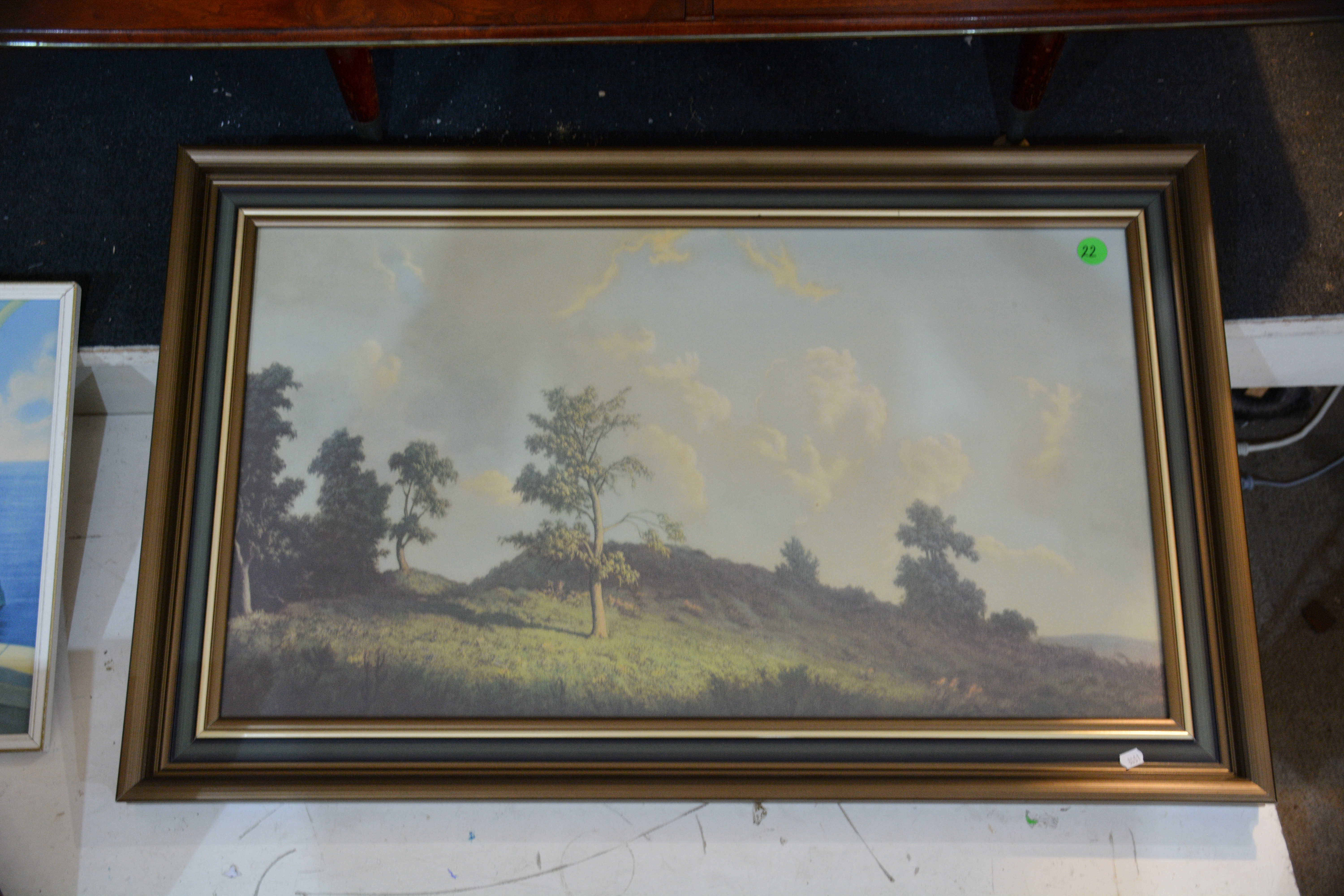 Framed Hill Scene with Glass — NZ auction result