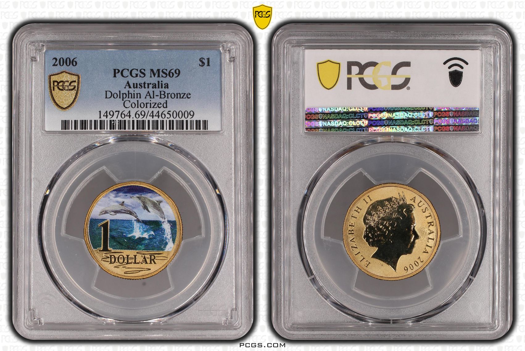 2006 Australia One Dollar, $1 Dolphin Al-Bronze PCGS - MS69 POP 12/0 -009