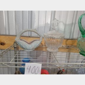Musical covered dish and Gonder pottery basket