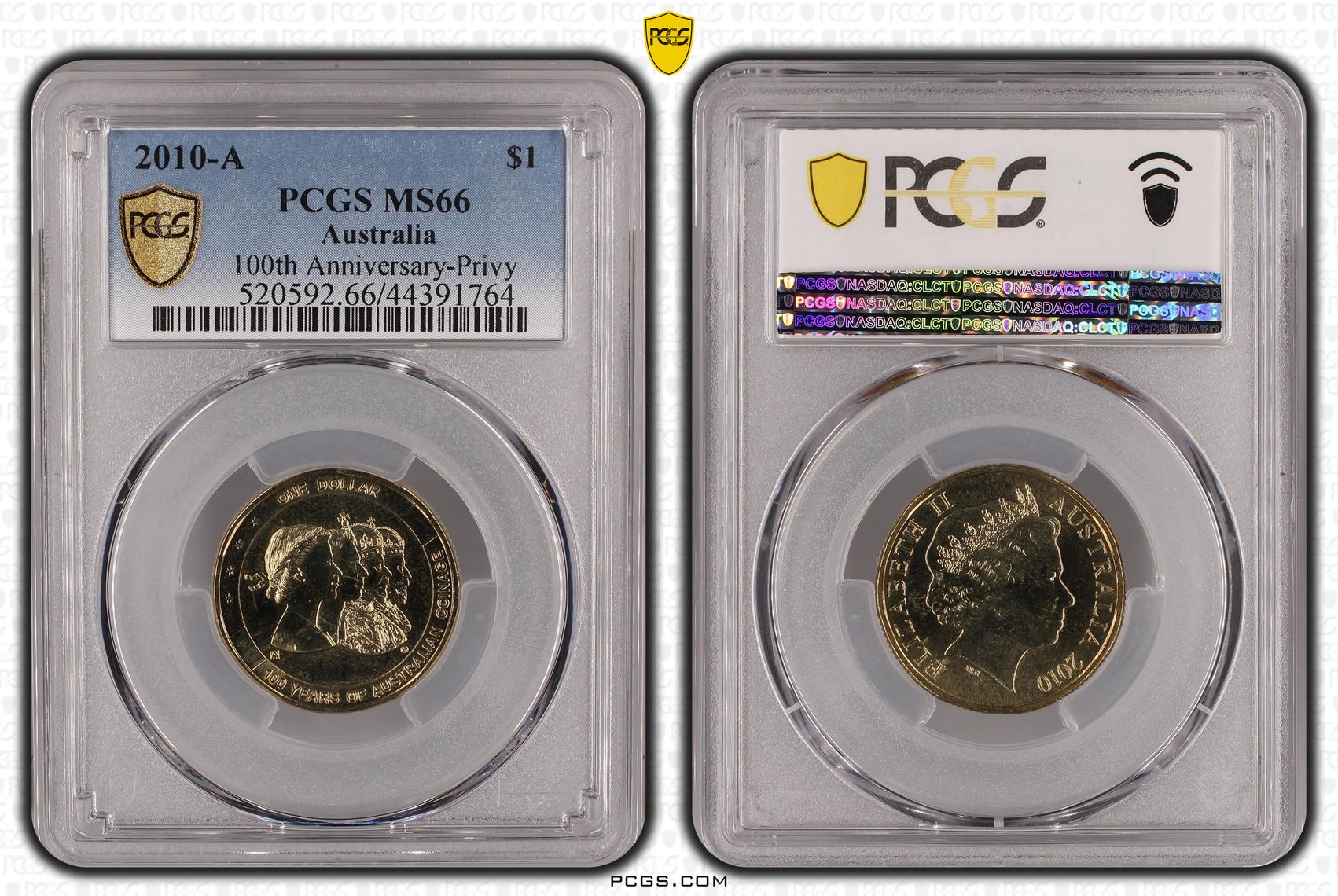 2010-A Australia One Dollar, $1 100th Anniversary-Privy PCGS - MS66 -764