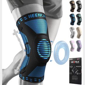L NEENCA PROFESSIONAL KNEE BRACE,KNEE COMPRESSION SLEEVE SUPPORT FOR MEN WOMEN WITH PATELLA GEL PADS & SIDE STABILIZERS,MEDICAL GR