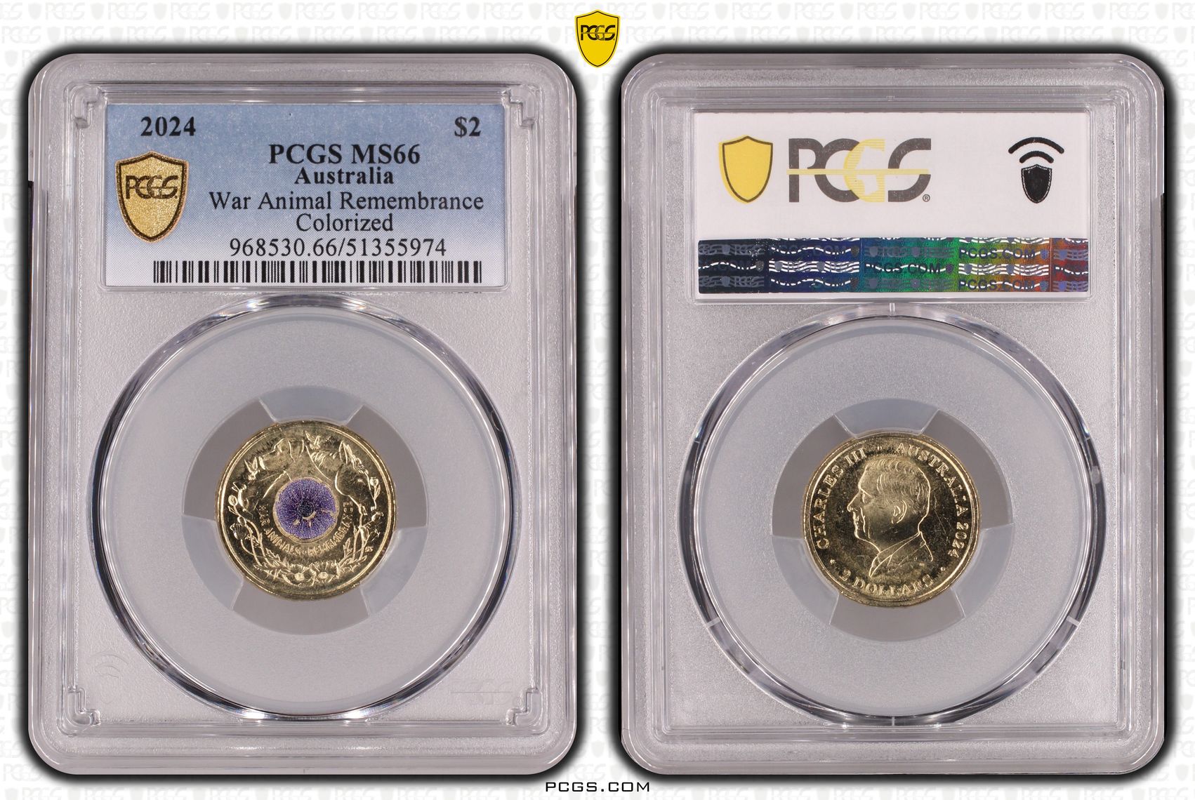 War Animal Remembrance Colorized, Two Dollar, 2024, PCGS MS66