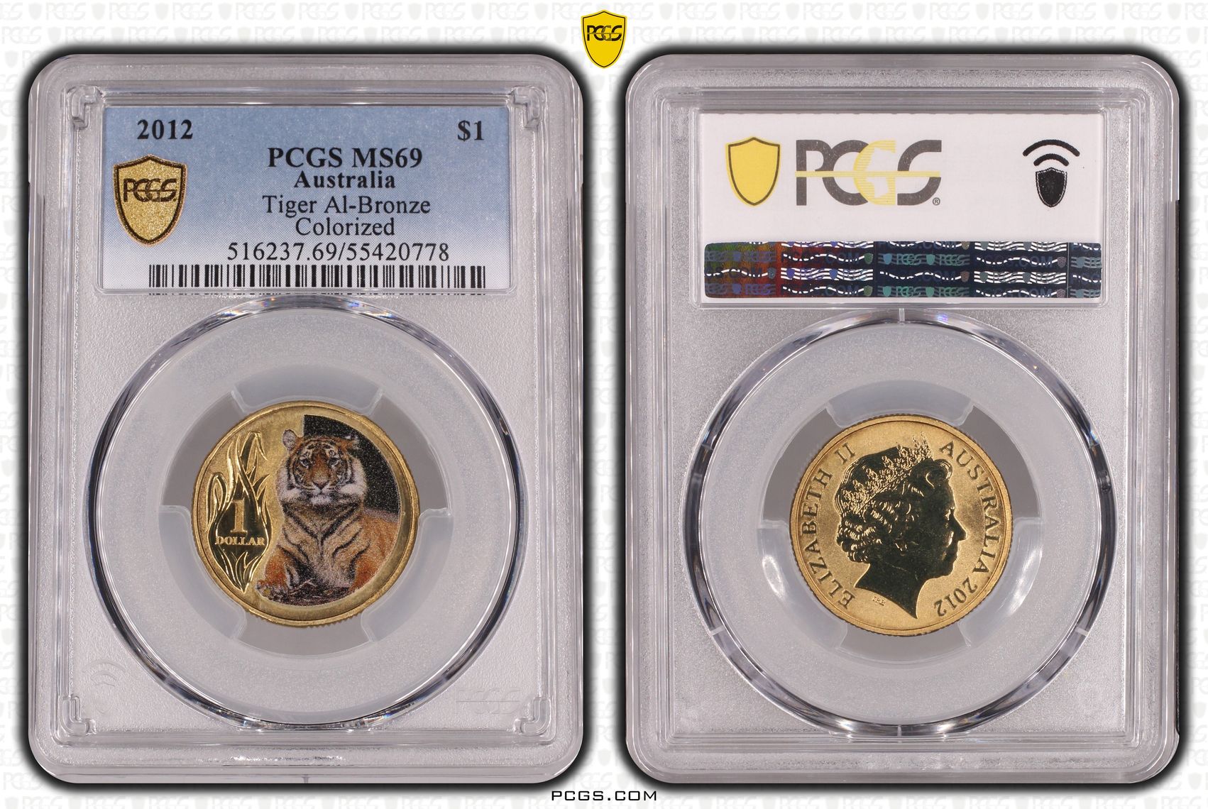 Tiger Al-Bronze, One Dollar, 2012, PCGS MS69