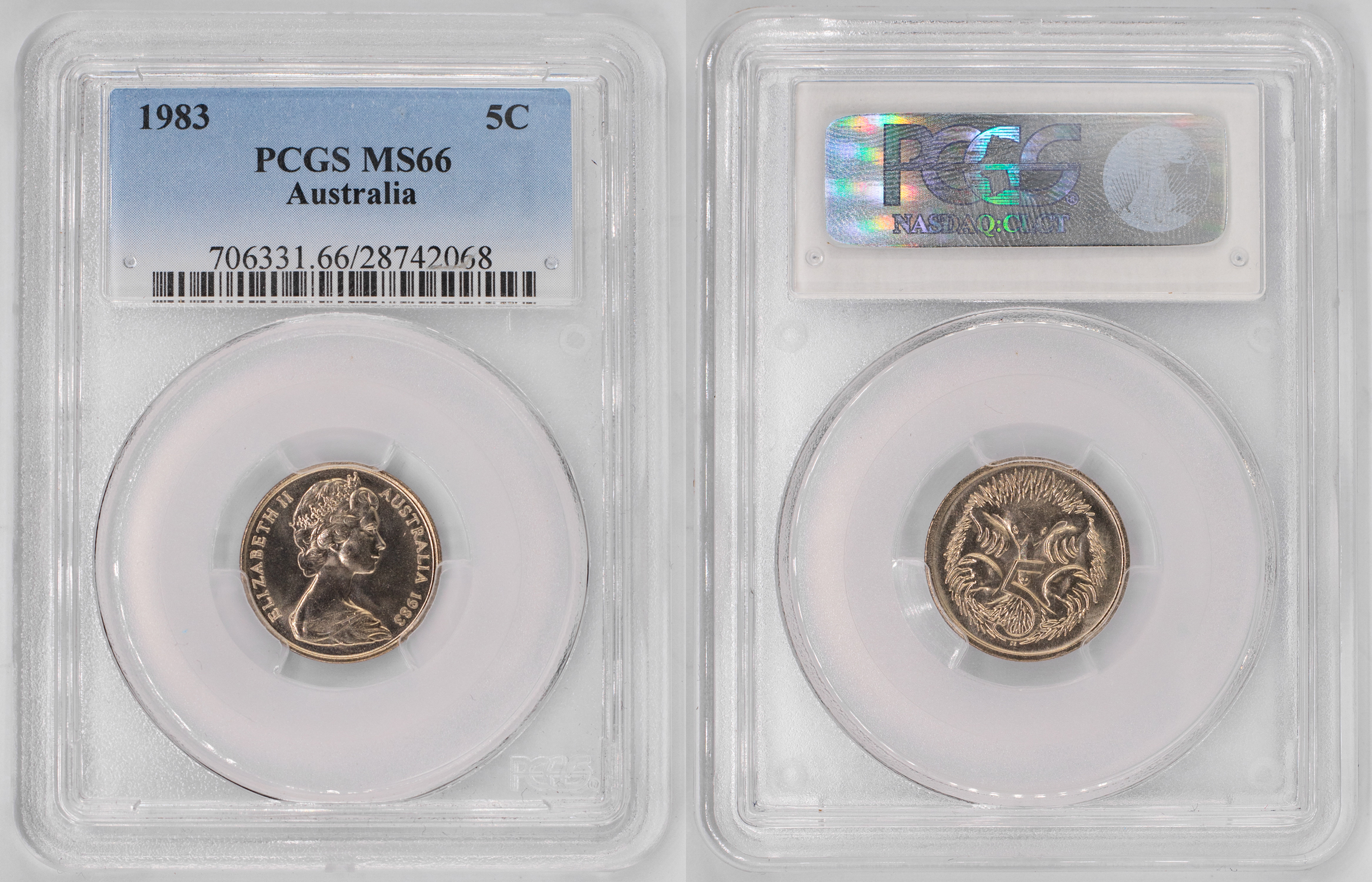 Elizabeth II, Five Cent, 1983, PCGS MS66