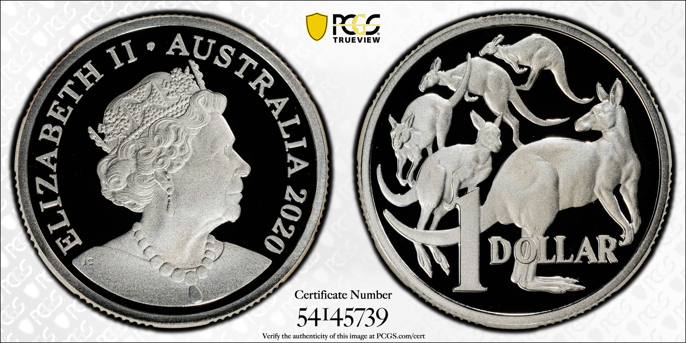 Elizabeth II, Mob of Roos Silver, POP 2/0, One Dollar, 2020, PCGS PR70DCAM