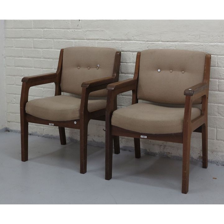 PAIR OF UPHOLSTERED ARMCHAIRS