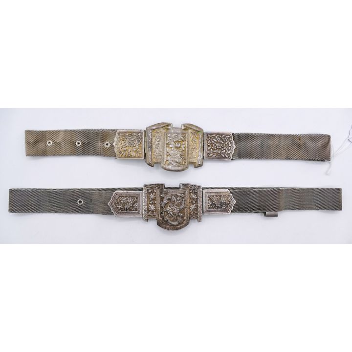 2pc Old Chinese Silver Belts with Buckles