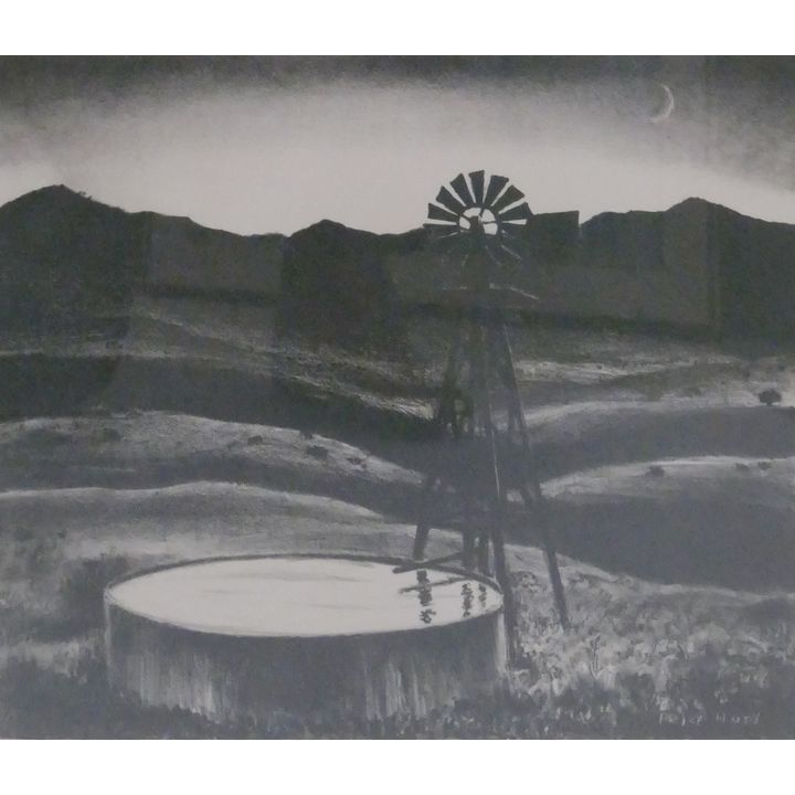 Peter Hurd Vintage Western Landscape Lithograph Framed- 15x19''