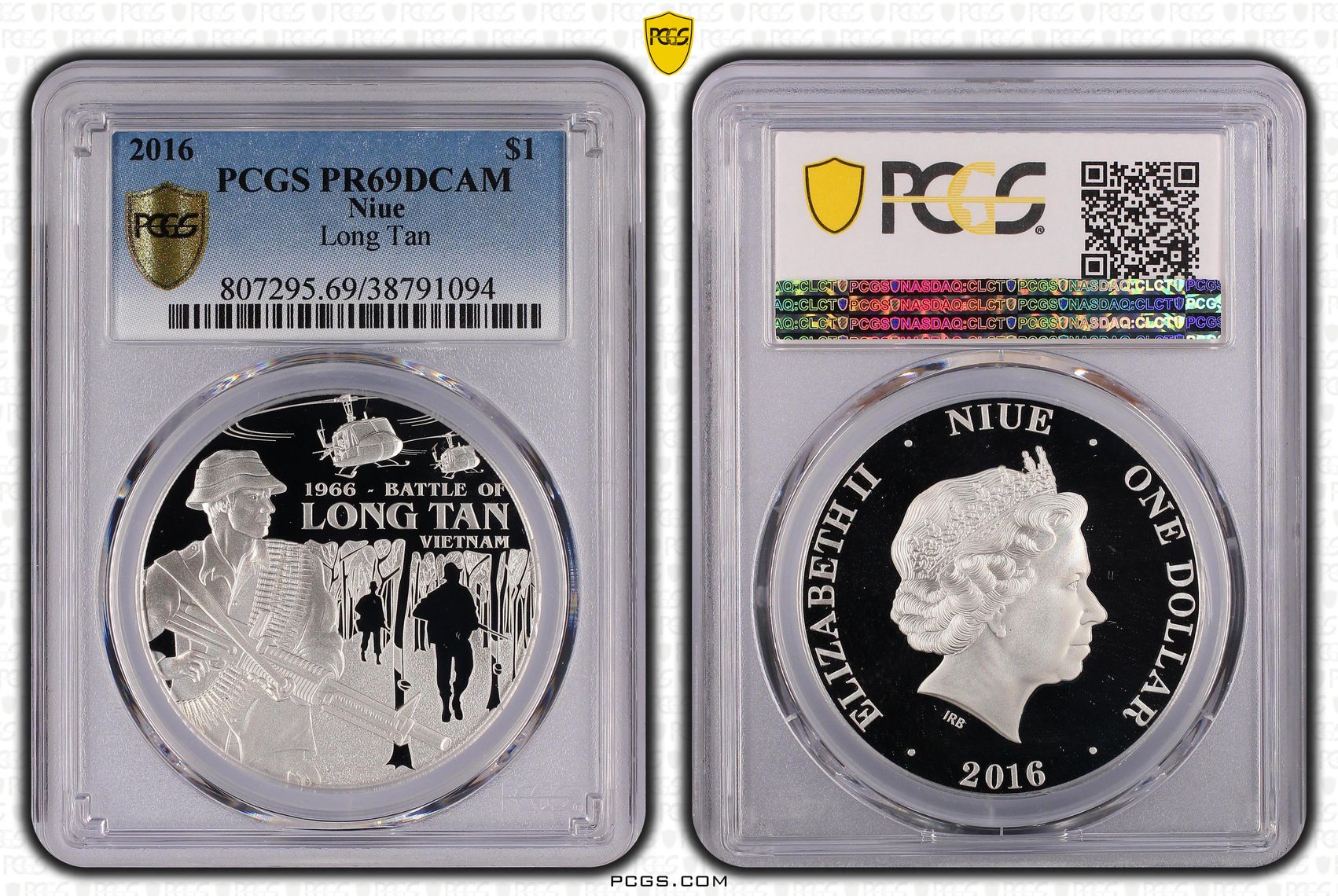2016 Niue One Dollar, $1 Silver Proof Long Tan PCGS - PR69DCAM POP 1/0 -094