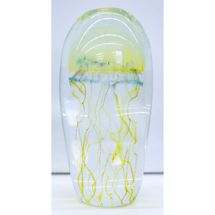 Richard Satava Art Glass Jellyfish Paperweight 6'' - Comes with lighted pedestal