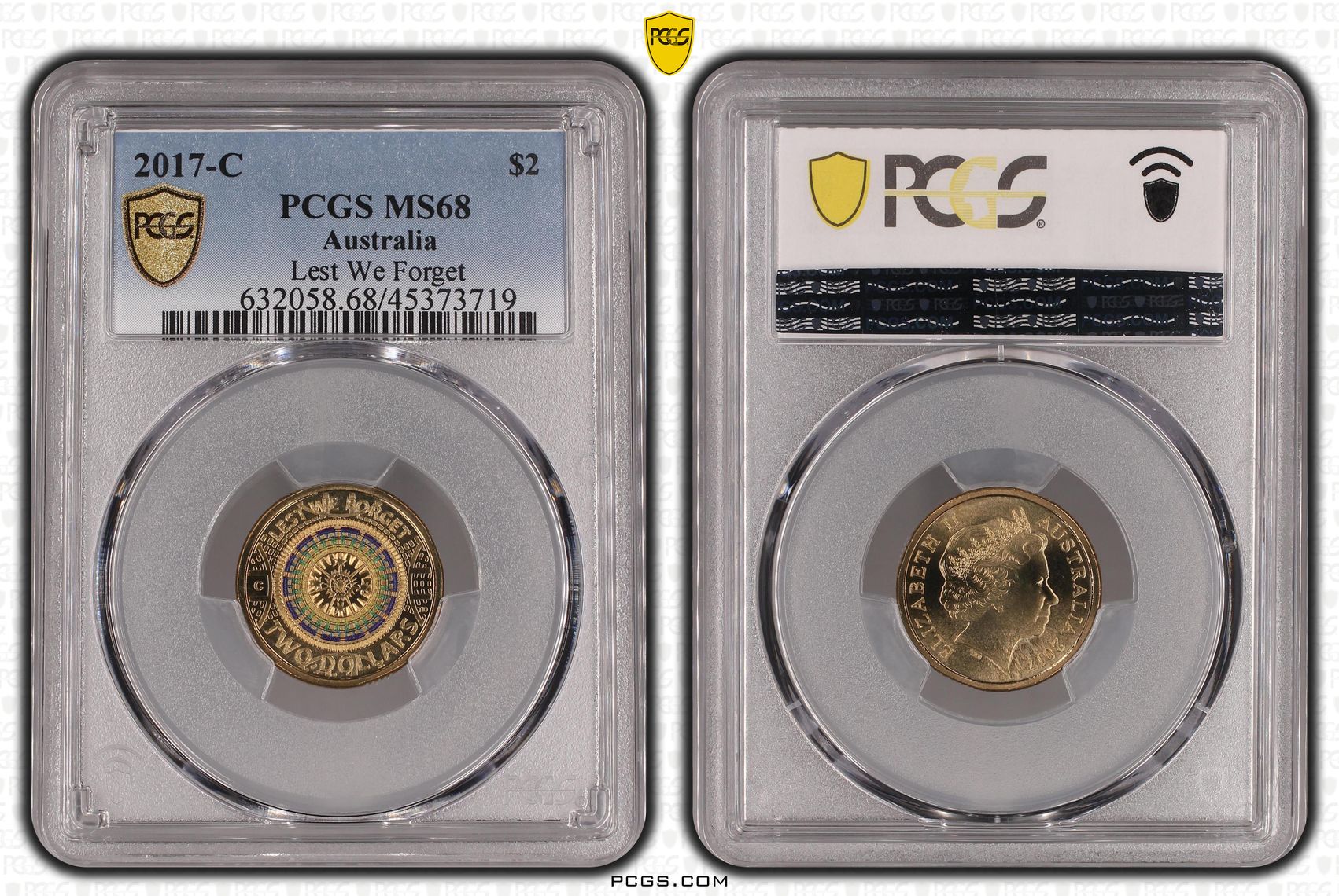 Elizabeth II, Lest We Forget Colorized, Two Dollar, 2017-C, PCGS MS68