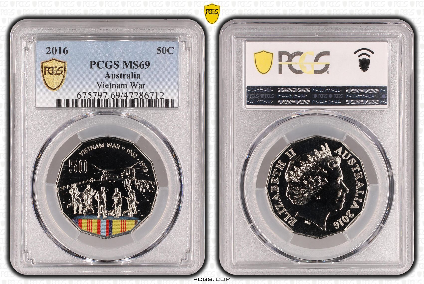 Elizabeth II, Vietnam War, Fifty Cent, 2016, PCGS MS69