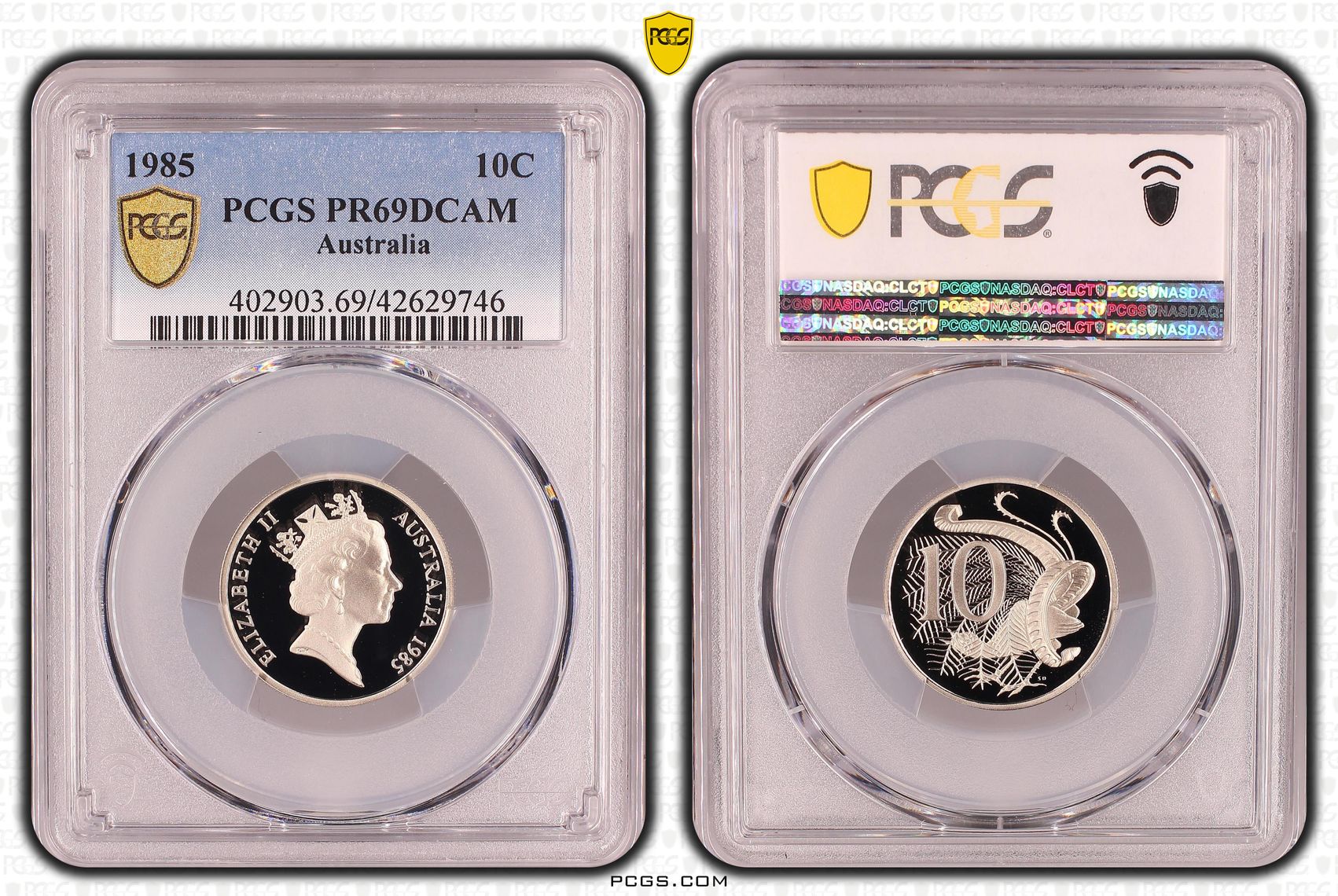 Elizabeth II, Ten Cent, 1985, PCGS PR69DCAM