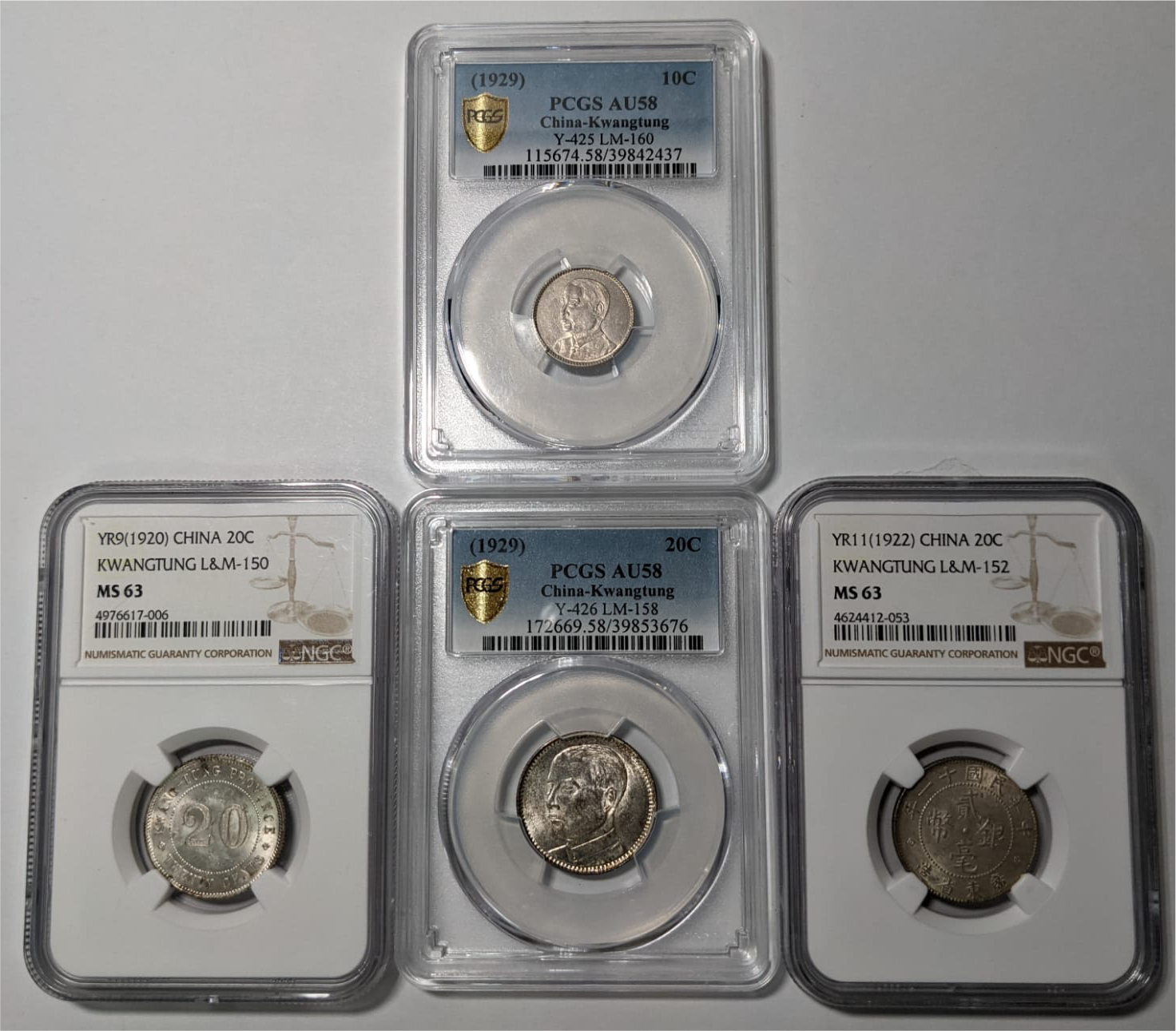 China Kwangtung Province 20cents ,广东银币贰毫民国十八年1枚，民国