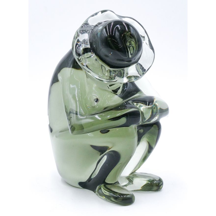 Sommerso ''Crouched Man in Hat'' Glass Figure 9''