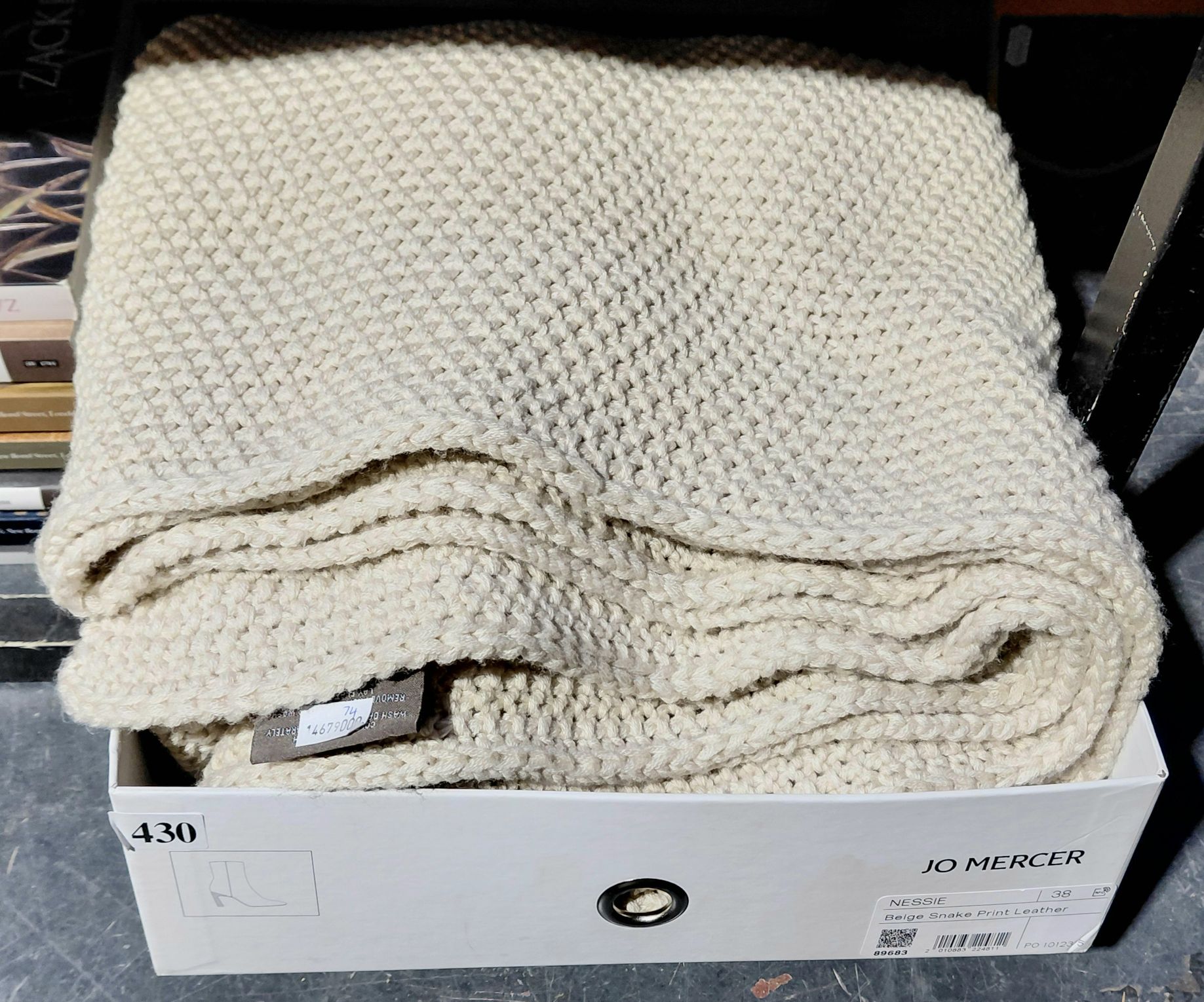 Knitted Cream Throw Rug