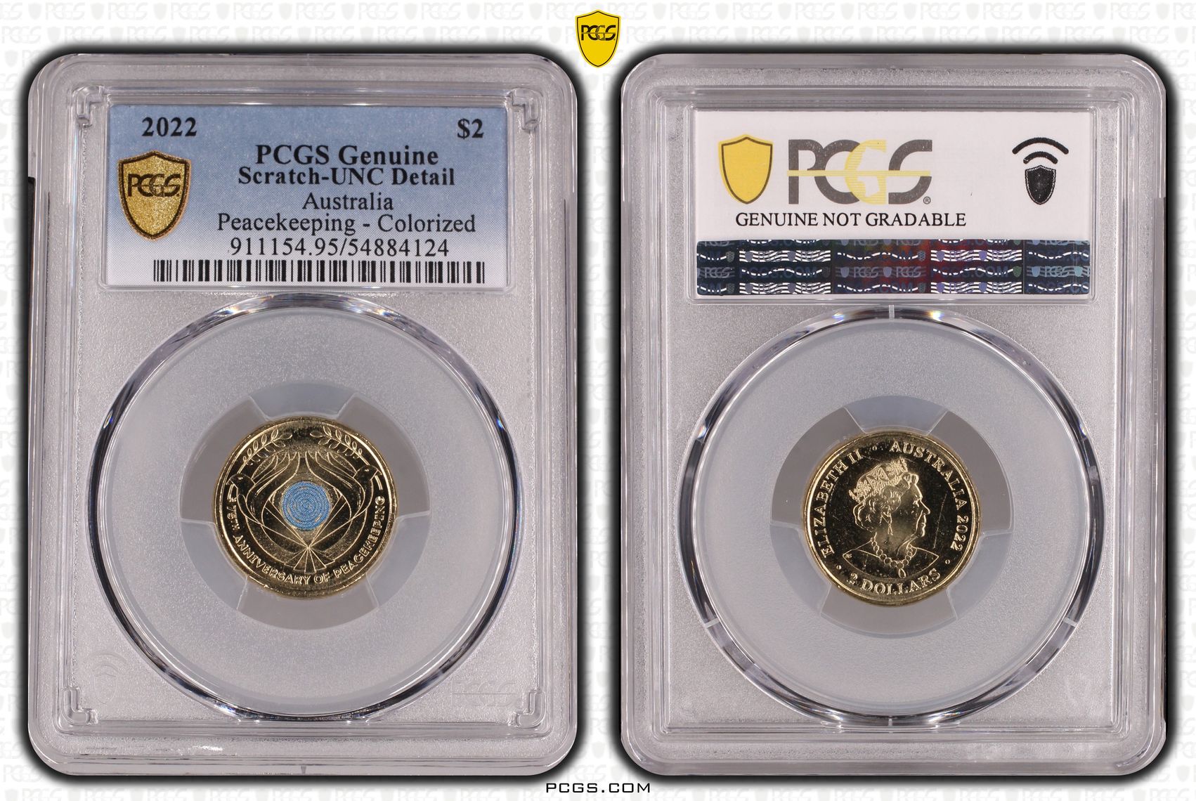 Peacekeeping - Colorized, Two Dollar, 2022, PCGS Genuine - UNC Details (95 - Scratch)
