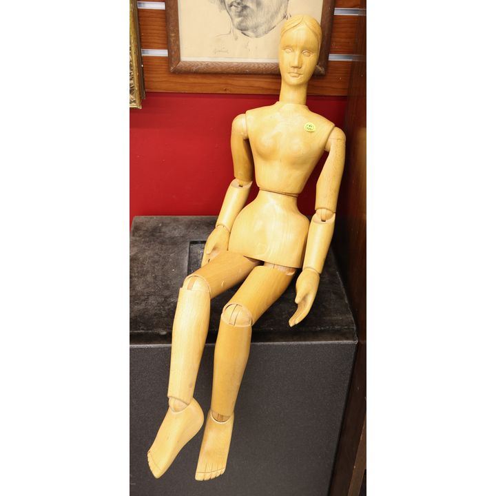 Large Carved Wood Articulated Artist Model 34''