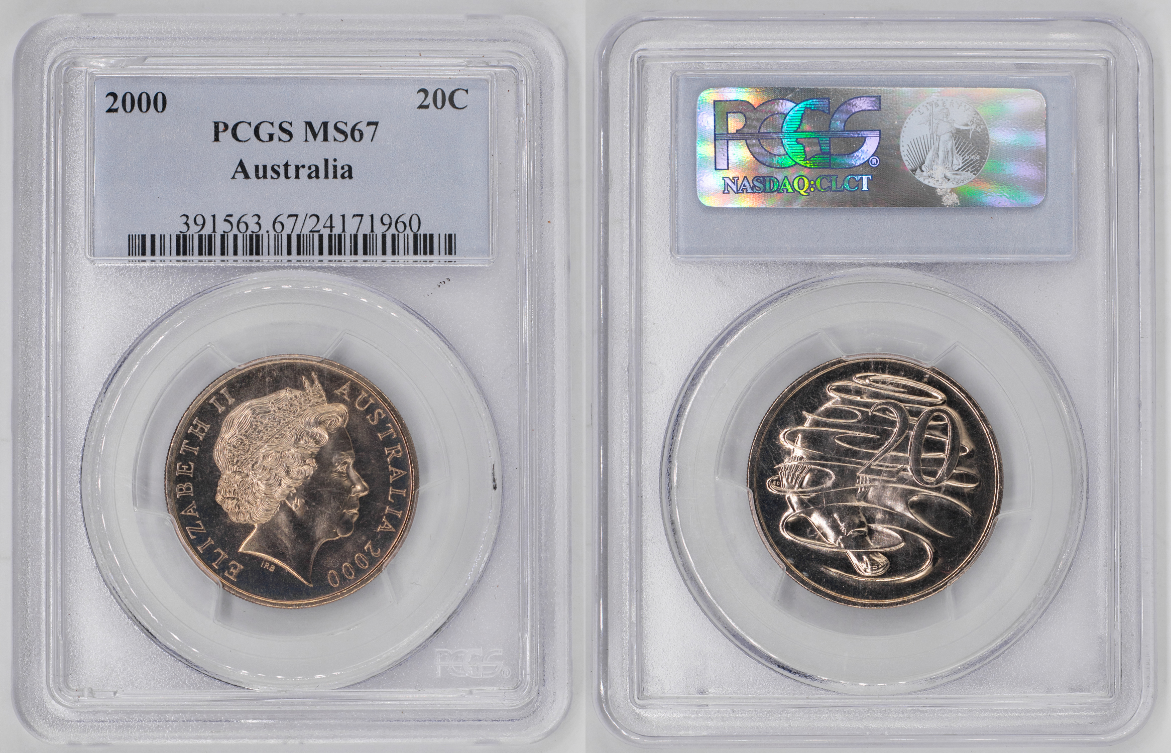 Elizabeth II, Twenty Cent, 2000, PCGS MS67