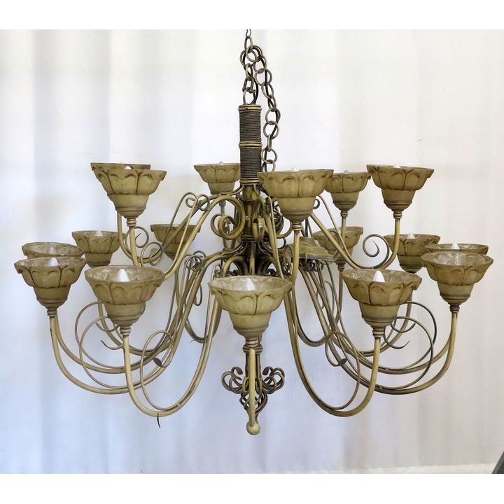 MASSIVE STEEL EIGHTEEN-LIGHT CHANDELIER