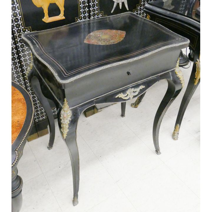 Antique French Louis Philippe Boulle Sewing Stand- 29x23x16''