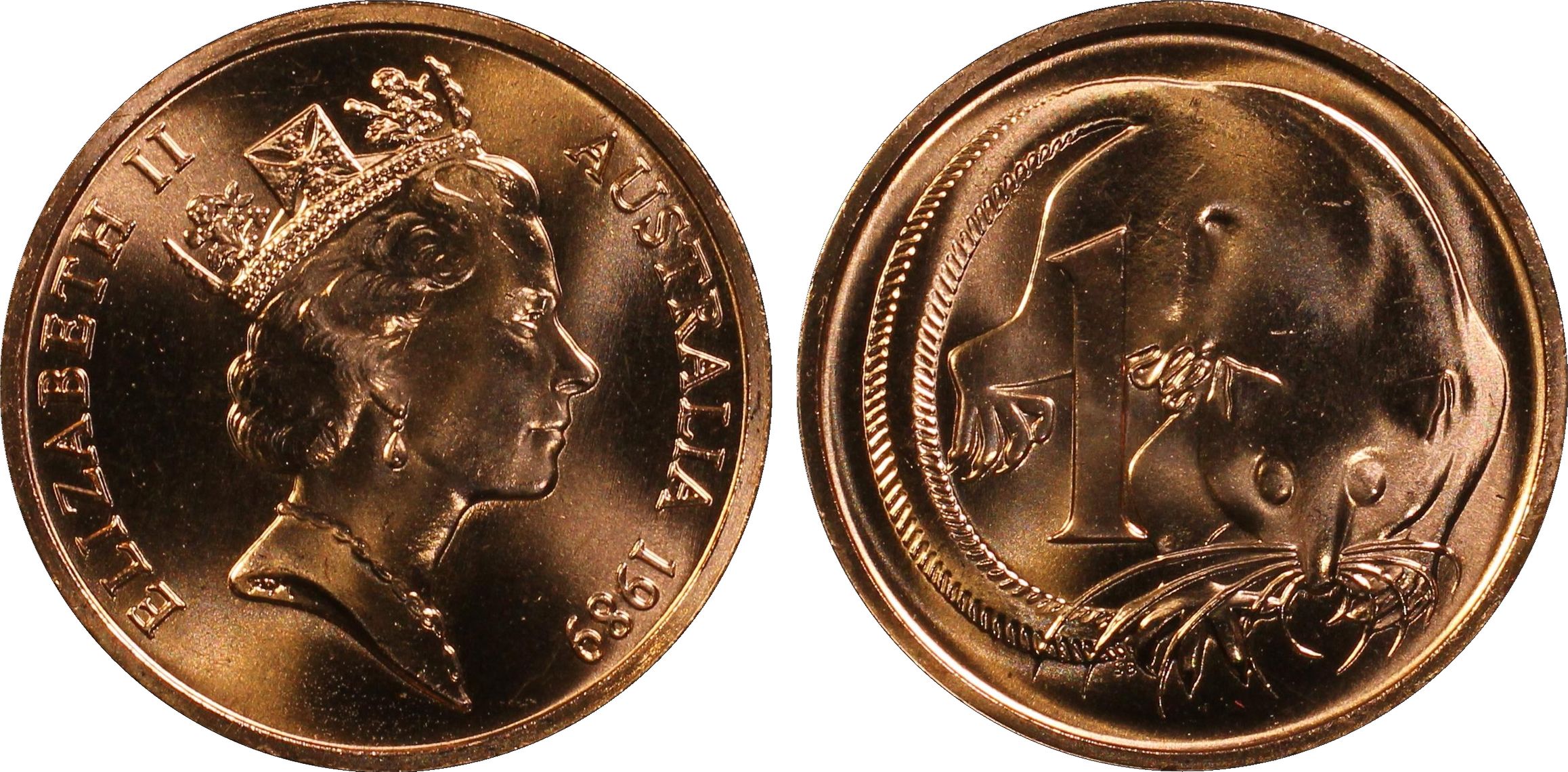 Elizabeth II, One Cent, 1989, PCGS MS66RD