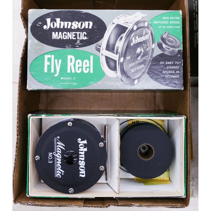 2pc Johnson No. 3 Fly Reels in Boxes
