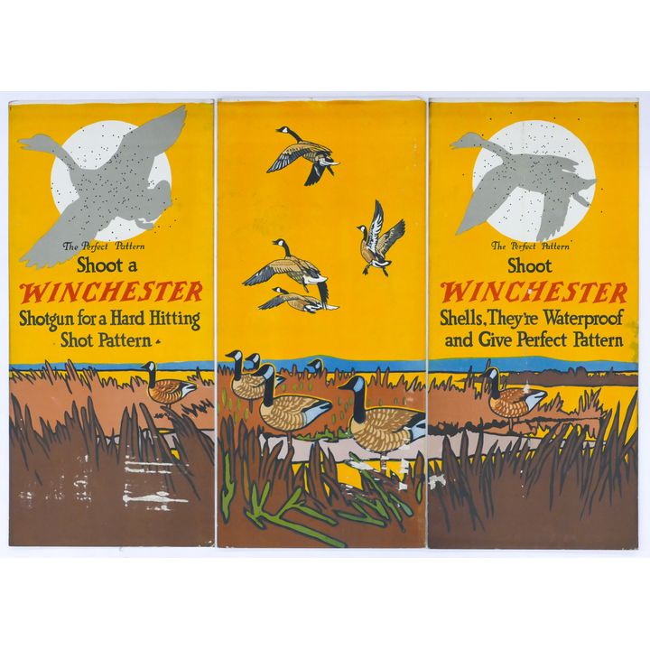 3pc 1920's Winchester Advertising Signs- Shotguns