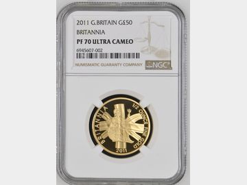 2011 BRITANNIA PROOF 1/2oz GOLD £50 COIN PF70 UCAM TOP POP!