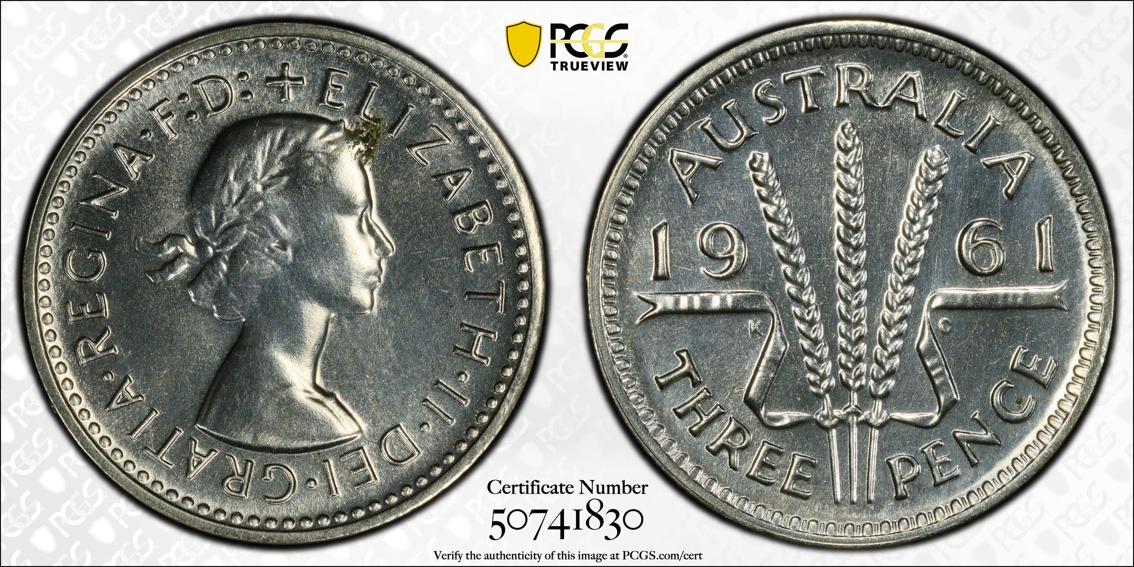 Elizabeth II, Threepence, 1961(m), PCGS PR64