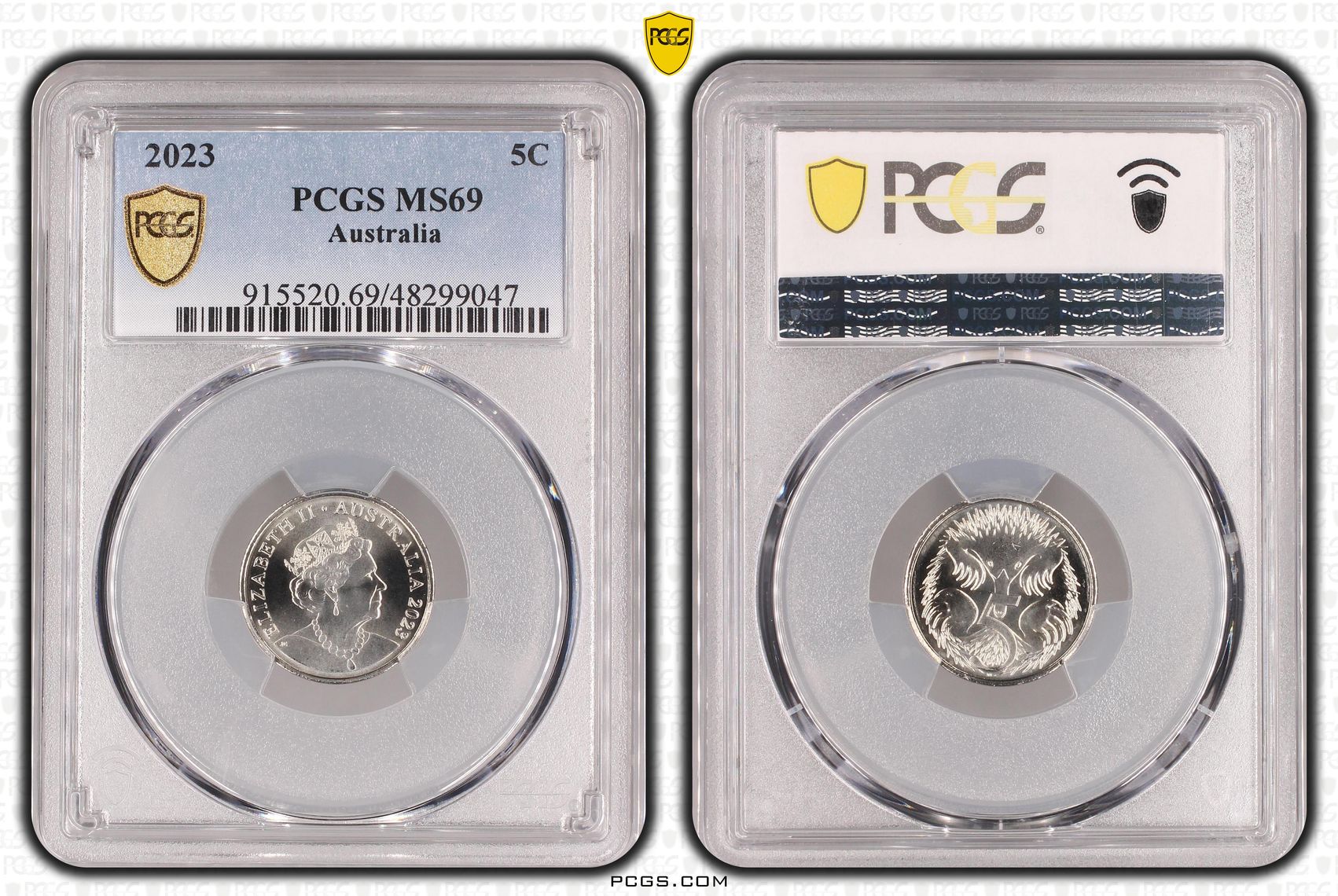 Elizabeth II, Five Cent, 2023, PCGS MS69