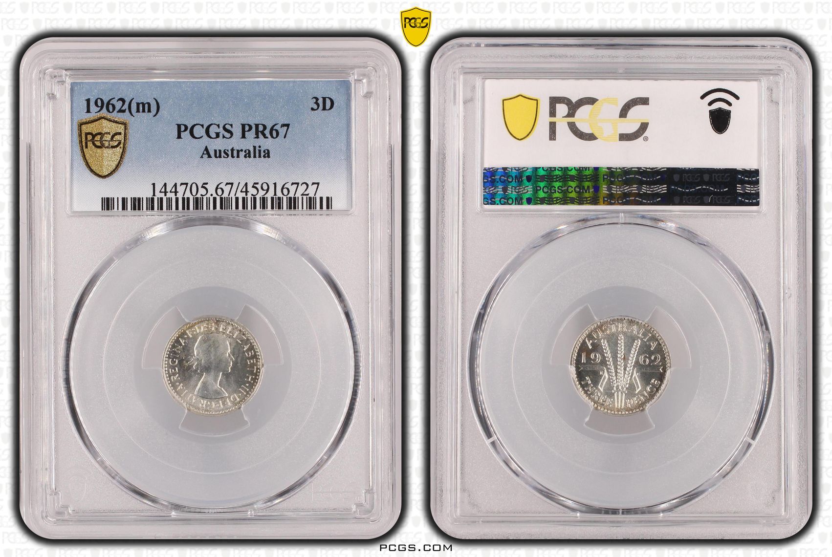 1962(m) Australia Threepence Silver PCGS - PR67 -727