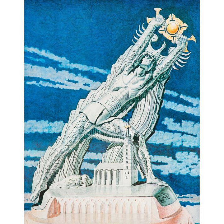 Stanisław Szukalski | Copernicus harnessing the sun, 1973