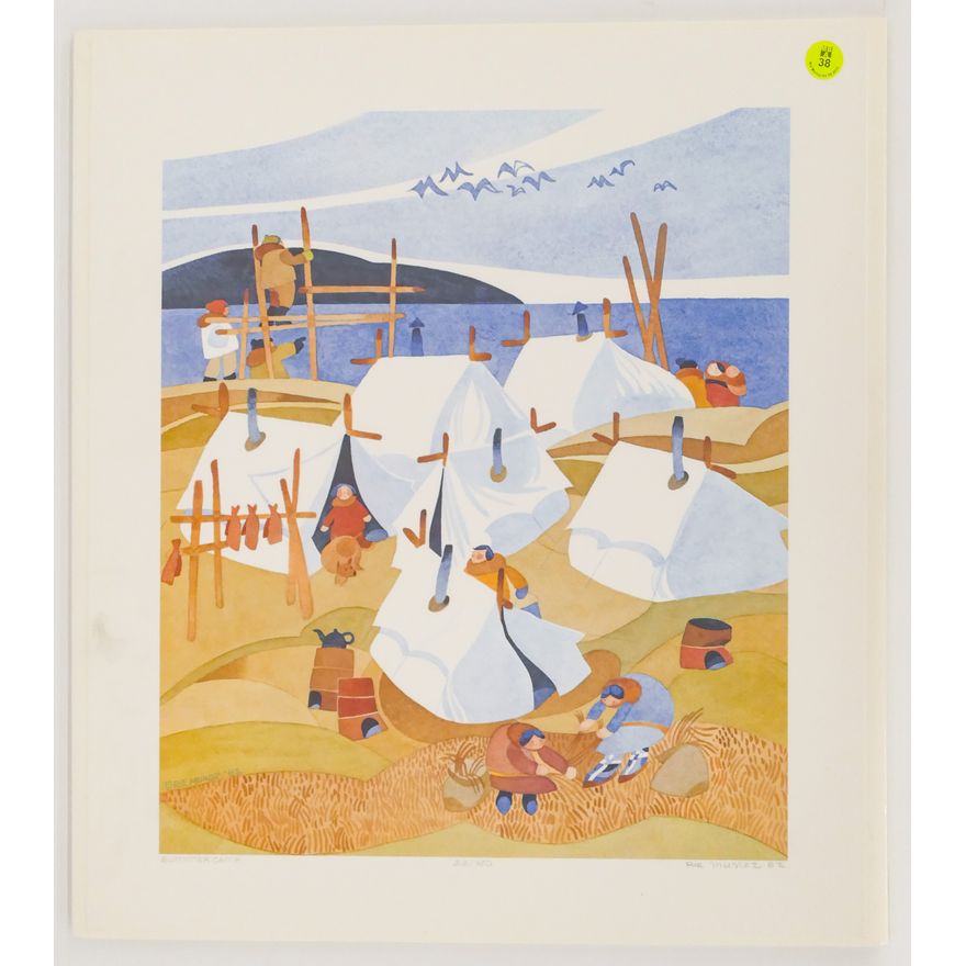 Rie Munoz ''Summer Camp'' 1982 Signed Print 17.5''x15.5'' Sheet.
