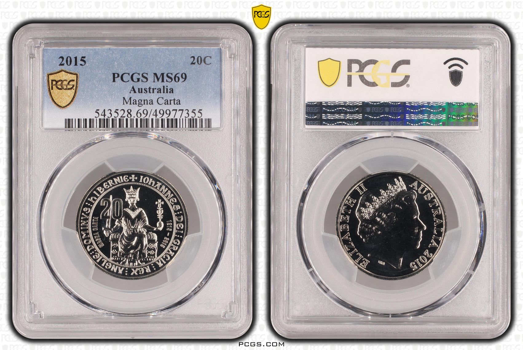 Magna Carta POP 14/0, Twenty Cent, 2015, PCGS MS69
