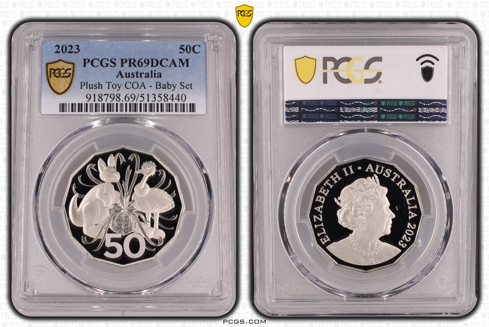 Plush Toy COA - Baby Set, Fifty Cent, 2023, PCGS PR69DCAM