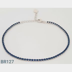 STERLING SILVER BLUE COLOUR CZ TENNIS BRACELET - 51543/277